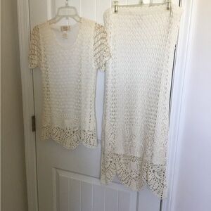 Crocheted two piece top and skirt